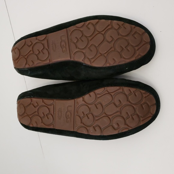 Womens Ugg Dakota Moccasins Black Suede Leather Bow 8 39 5612 - Picture 4 of 8